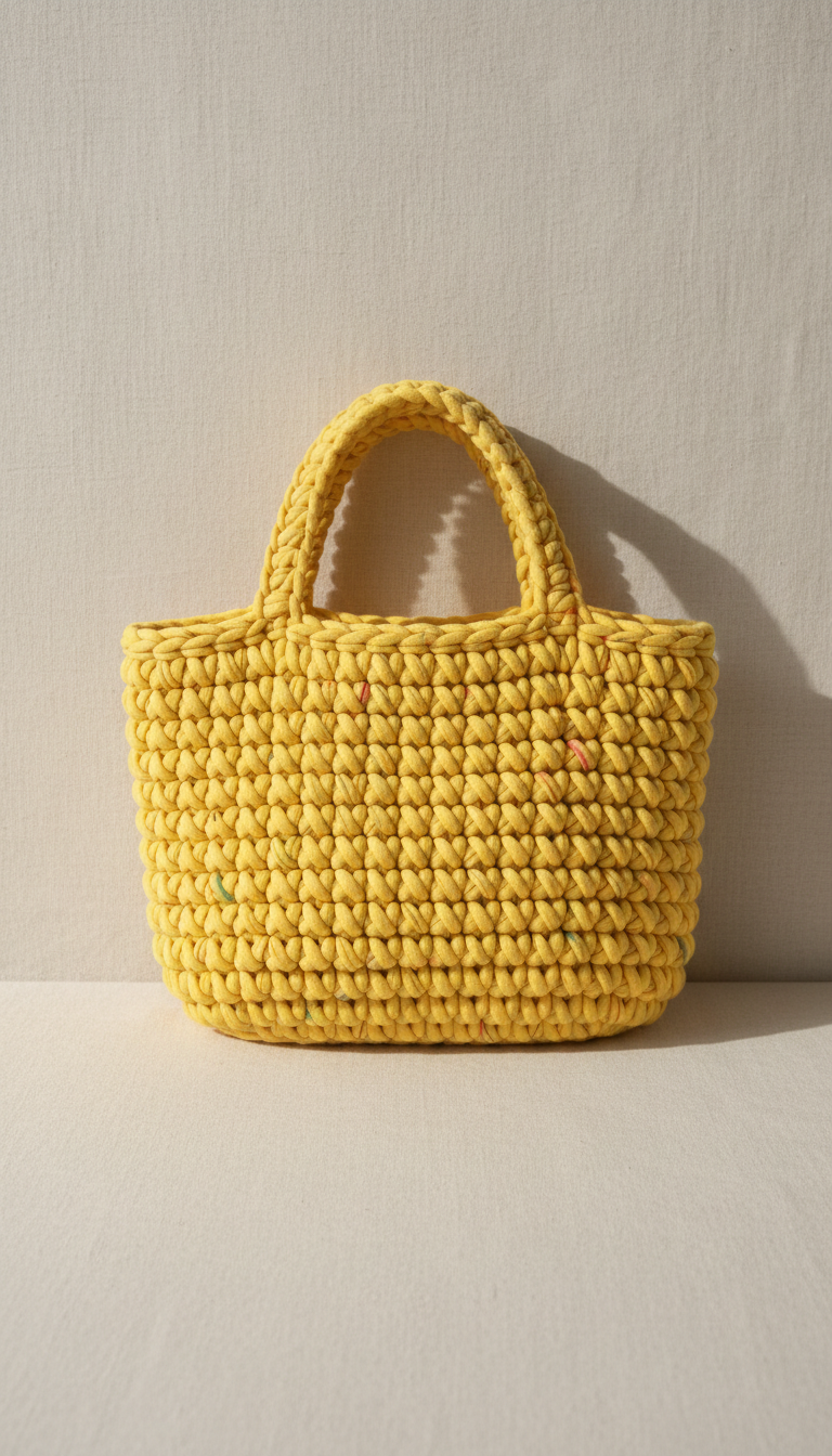 Sac cabas crochet jaune soleil