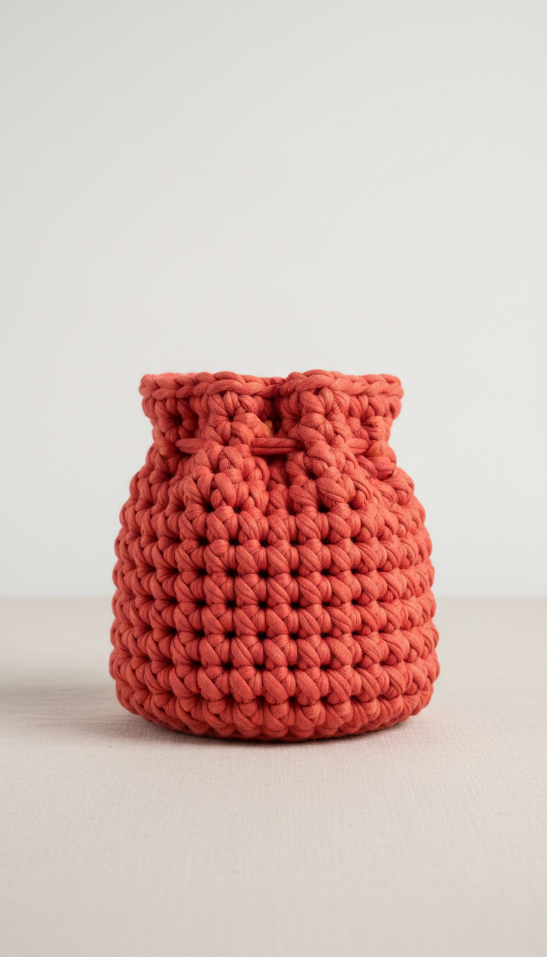 Pochette mini crochet rouge corail
