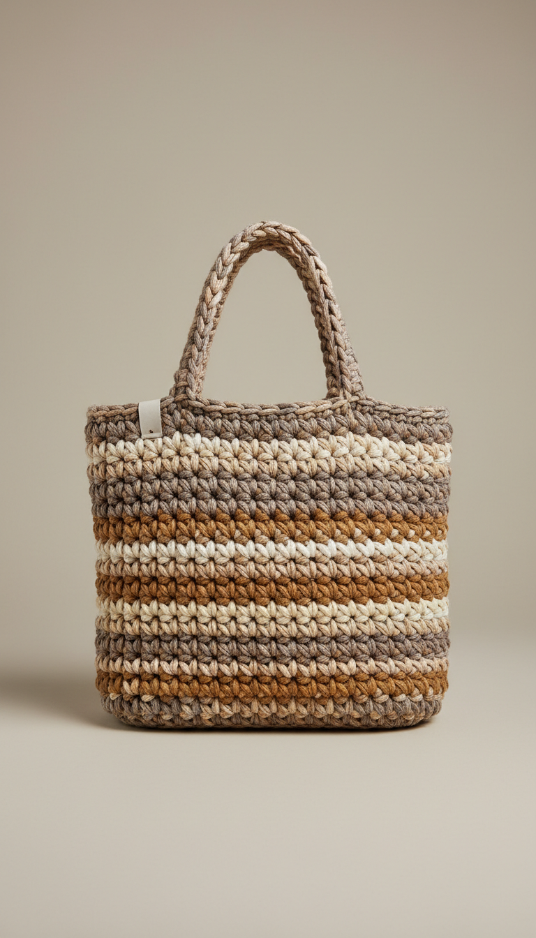 Sac cabas crochet kraft naturel