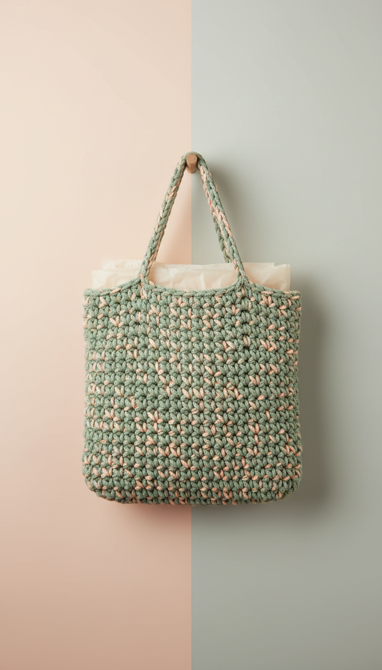 Sac cabas crochet sauge et pêche